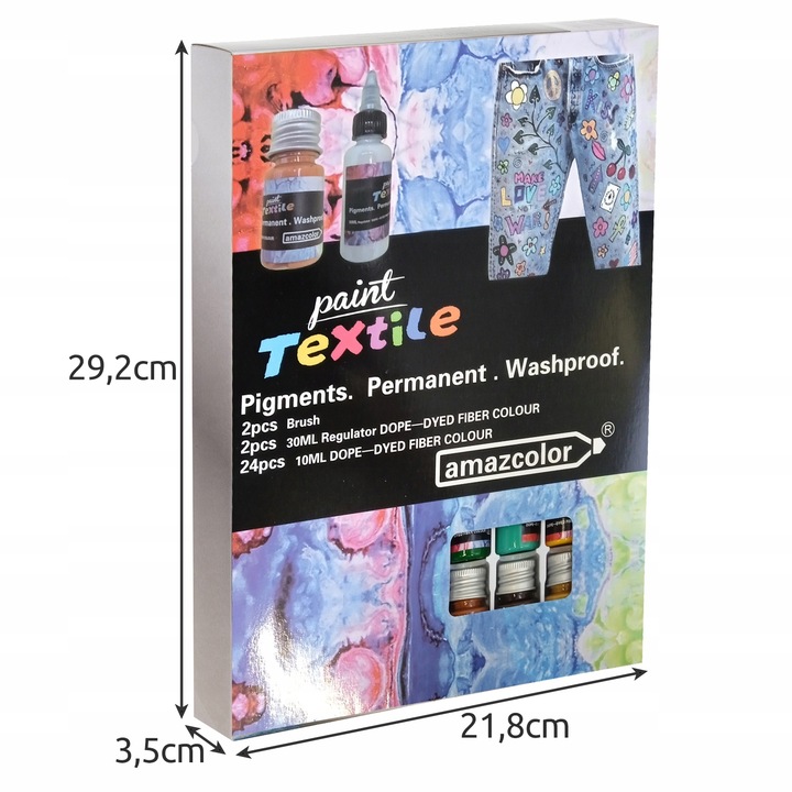 Farby do Ubrań Tkanin Malowania na Tkaninach Zestaw 24 x Barwnik + 2 Pędzle