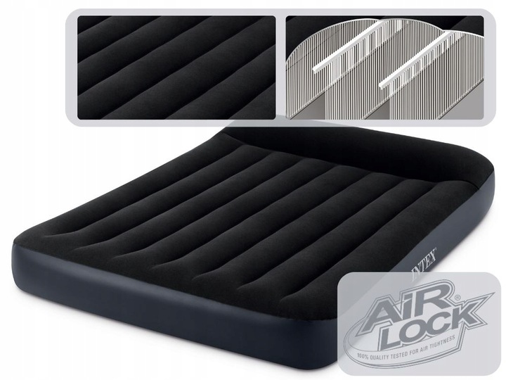 Materac Dmuchany Dwuosobowy Welurowy Łóżko Intex z Pompką MODEL 2024