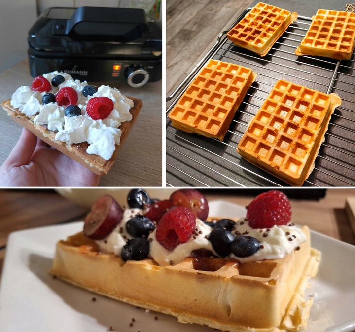 GOFROWNICA 2 DUŻE CHRUPIĄCE GOFRY MOCNA 2000W NIEPRZYWIERAJĄCA POWŁOKA