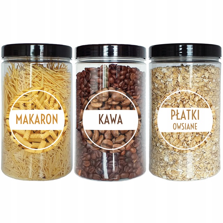 6szt pojemnik na żywność 1250ml słoik PET na produkty sypkie zestaw 1,25l
