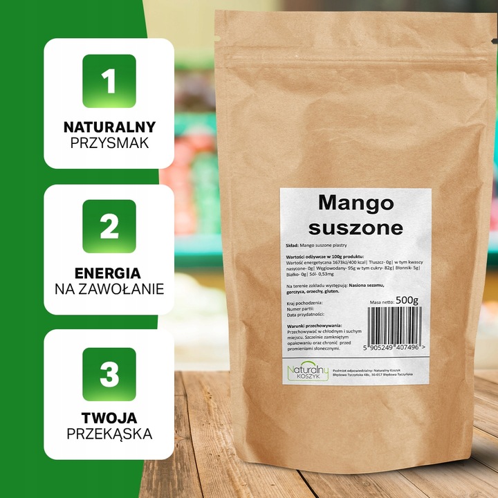 MANGO SUSZONE krojone 500g MANGO krojone 0,5kg