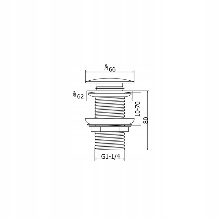 AQUAUNO KOREK DO UMYWALKI KLIK-KLAK CZARNY MOSIĘŻNY BEZ PRZELEWU model