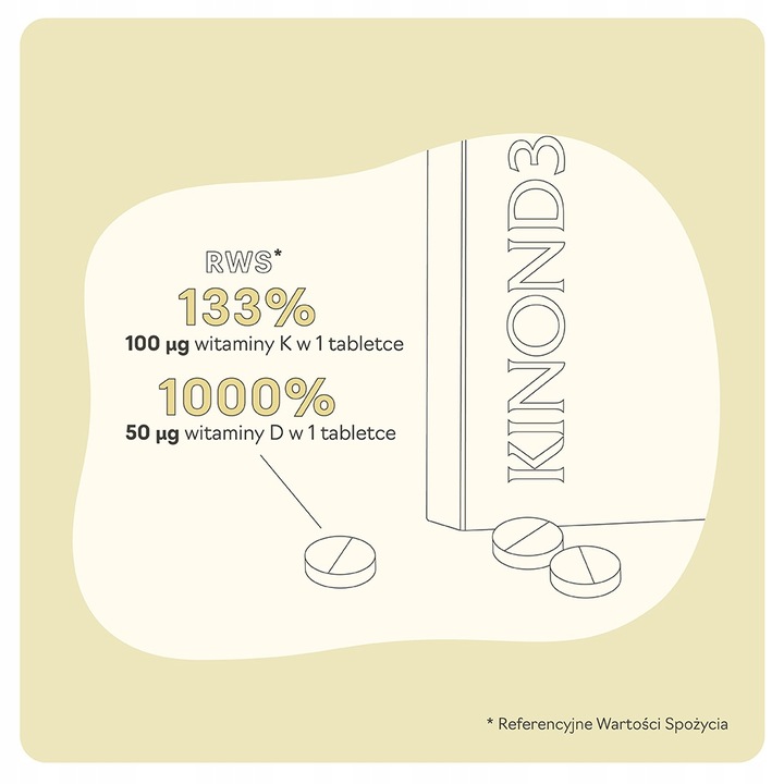 KINON D3 witamina K2 MK-7 + D3, 30 tabletek