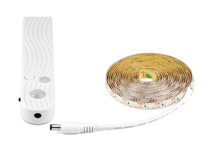 TAŚMA LED CZUJNIK RUCHU NA BATERIE + USB DO SZAFY MEBLI POD ŁÓŻKO