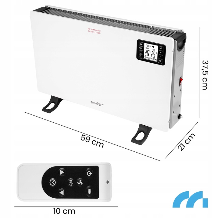 GRZEJNIK ELEKTRYCZNY KONWEKTOROWY TIMER TERMOSTAT PILOT MOCNY 2000W TURBO