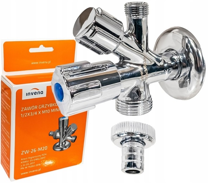 ZAWÓR KĄTOWY KOMBINOWANY 1/2x3/4x3/8 KOMBI 1/2x3/8x3/4 PRALKI ZMYWARKI