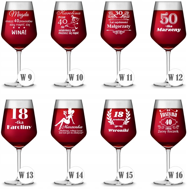 Kieliszek do WINA z GRAWERM PREZENT urodziny 18 20 30 40