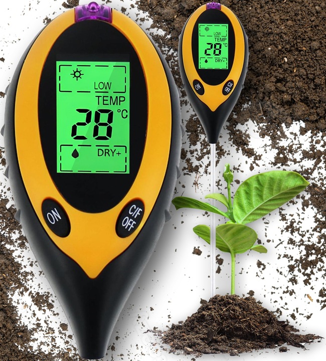 KWASOMIERZ MIERNIK TESTER OGRODNICZY PH GLEBY ZIEMII TEMPERATURA WILGOTNOŚĆ