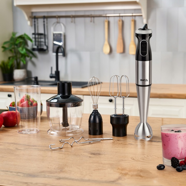 MOCNY BLENDER RĘCZNY WIELOFUNKCYJNY MIKSER 1000W SREBRNY EMAVOn
