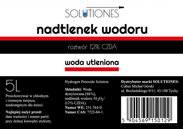 Nadtlenek wodoru 12% woda utleniona 5l Solutiones