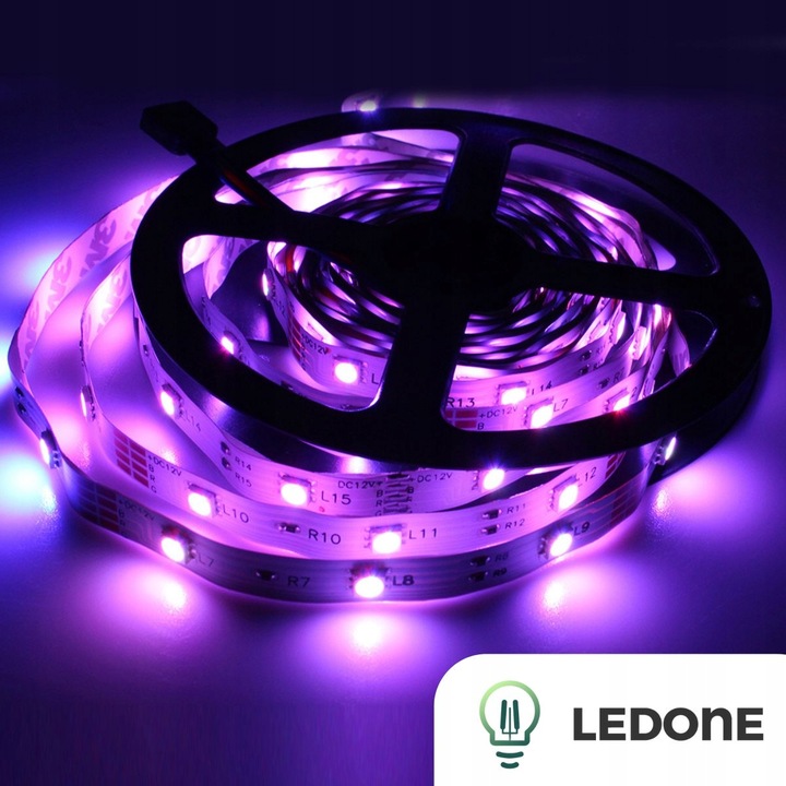 TAŚMA LED RGB + BIAŁY ZESTAW 5m 5050 KOLOROWE NA PILOTA PILOT Z