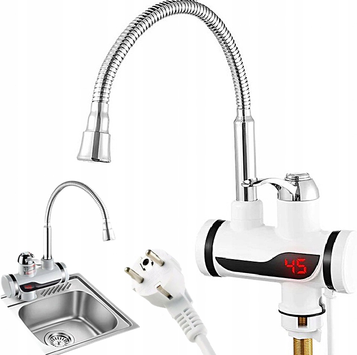 KRAN PODGRZEWACZ WODY 3000 W ELEKTRYCZNY PRZEPŁYWOWY Z WYŚWIETLACZEM