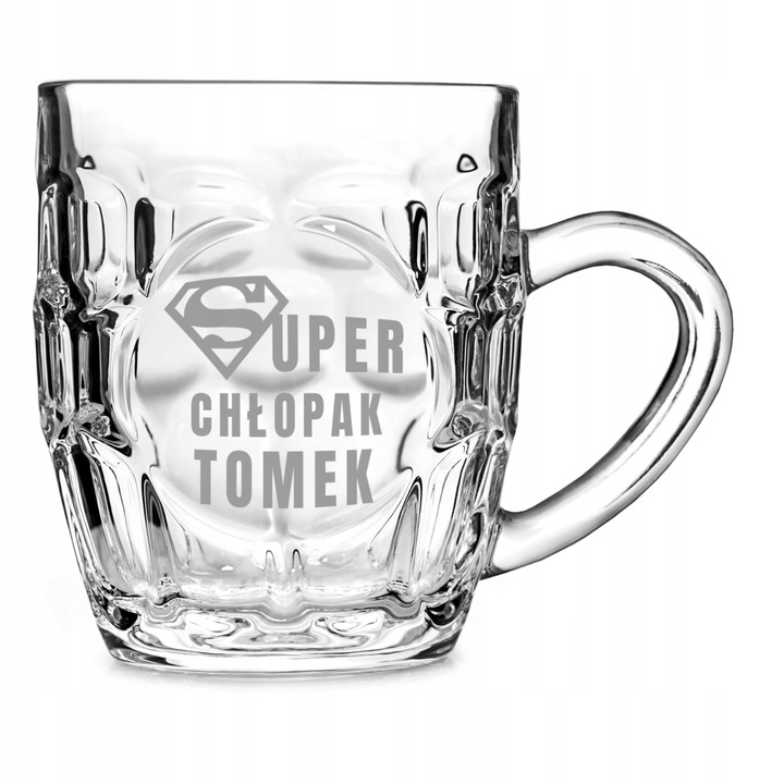 Prezent dla taty chłopaka na święta Kufel do piwa z grawerem + otwieracz