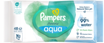 PAMPERS Harmonie AQUA Chusteczki nawilżane dla dzieci op. 9x48 szt