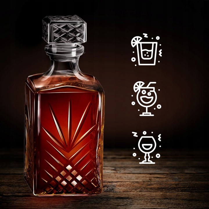 Karafka 6 Szklanek Zestaw do Whisky z Grawerem Prezent na Urodziny Imieniny