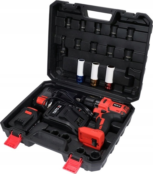 YATO KLUCZ UDAROWY BEZSZCZOTKOWY DO KÓŁ 18V 1/2'' 700nm 2x3Ah + 3
