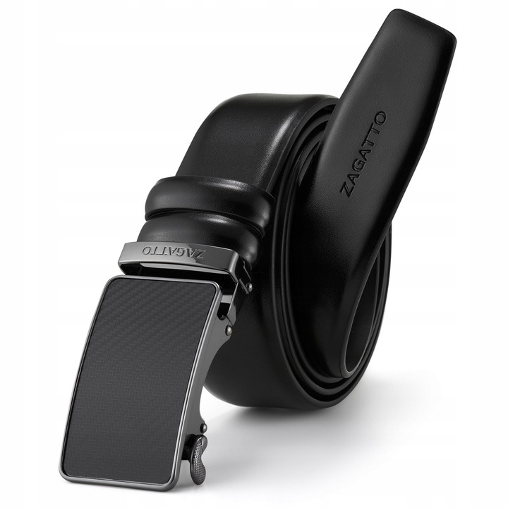 Pasek skórzany męski CZARNY automatyczny SZEROKI skóra naturalna