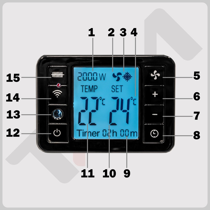 GRZEJNIK ELEKTRYCZNY KONWEKTOROWY TERMOSTAT FARELKA MOC 2000W WIFI 4
