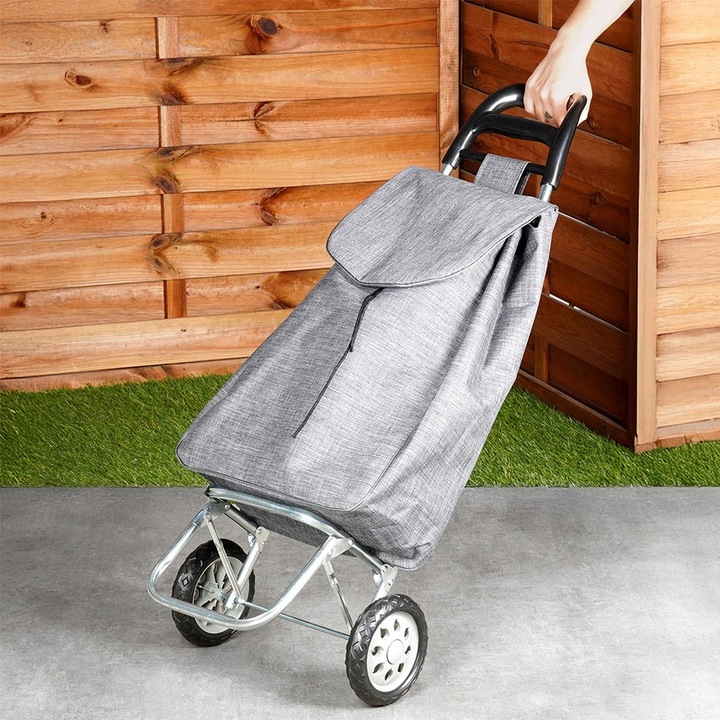 Wózek ZAKUPOWY torba zakupowa szara na kółkach z uchwytem na zakupy