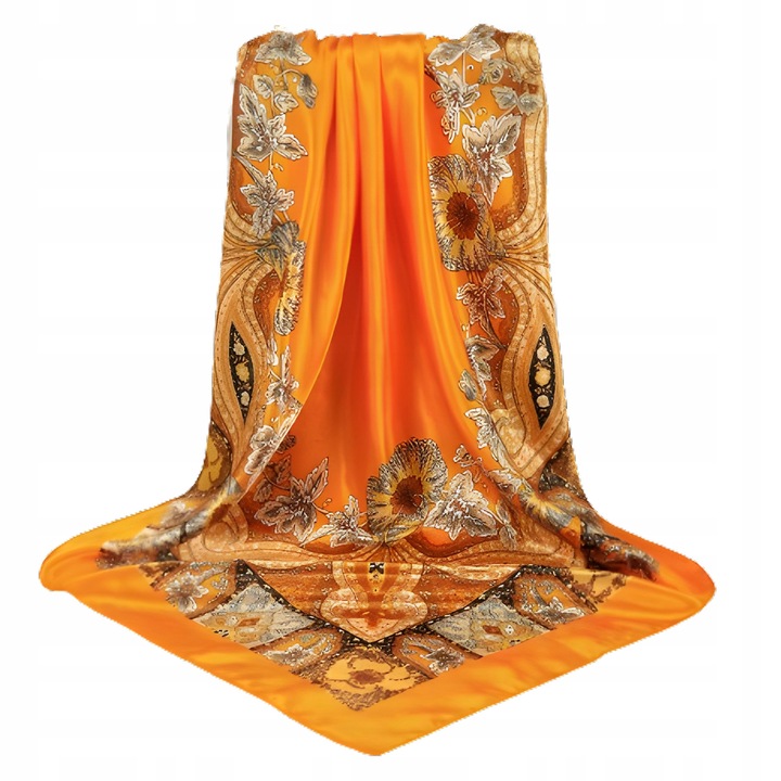 Chusta apaszka SATYNOWA do włosów wzorzysta z POŁYSKIEM pod szyję