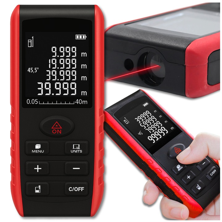 DALMIERZ LASEROWY 50M KĄTOMIERZ CYFROWY MIERNIK POZIOMICA LASEROWA LED