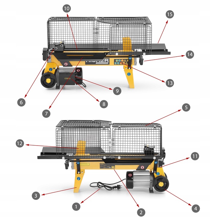 Łuparka hydrauliczna do drewna pozioma 10 ton HIGHER rębak na drewno