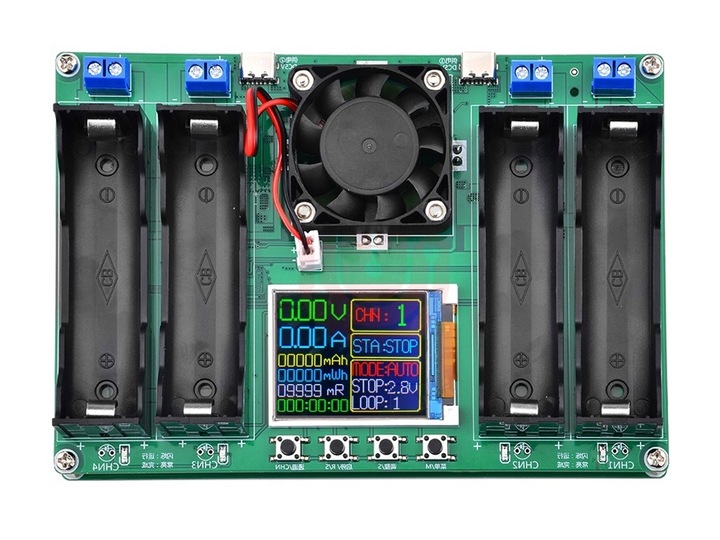 Miernik Tester pojemności ogniw akumulatorów 4 x 18650 USB