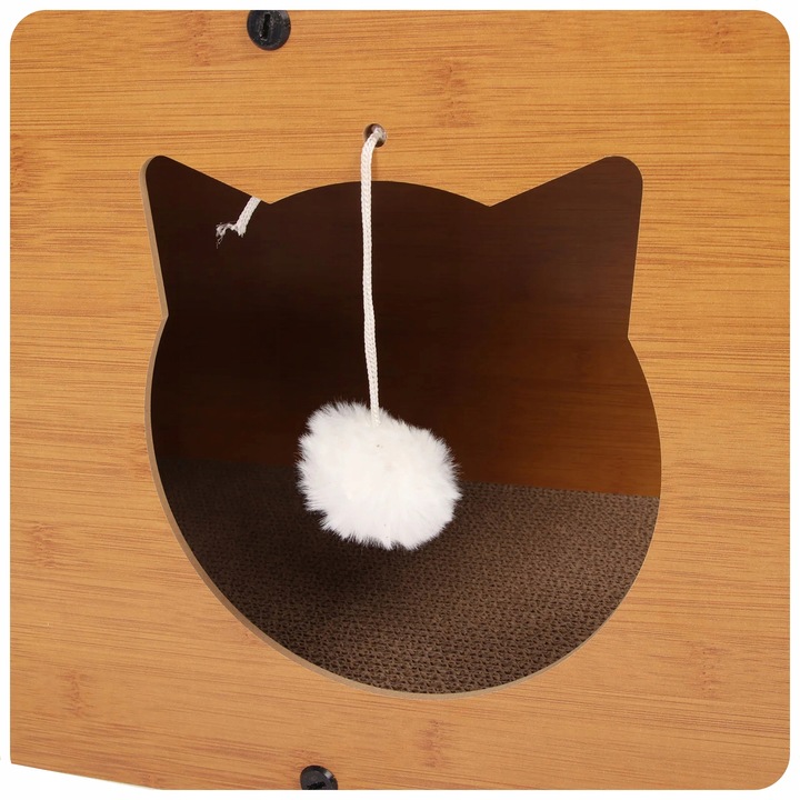 DRAPAK TEKTUROWY DLA KOTA DUŻY DOMEK KARTONOWY LEGOWISKO Z ZABAWKĄ