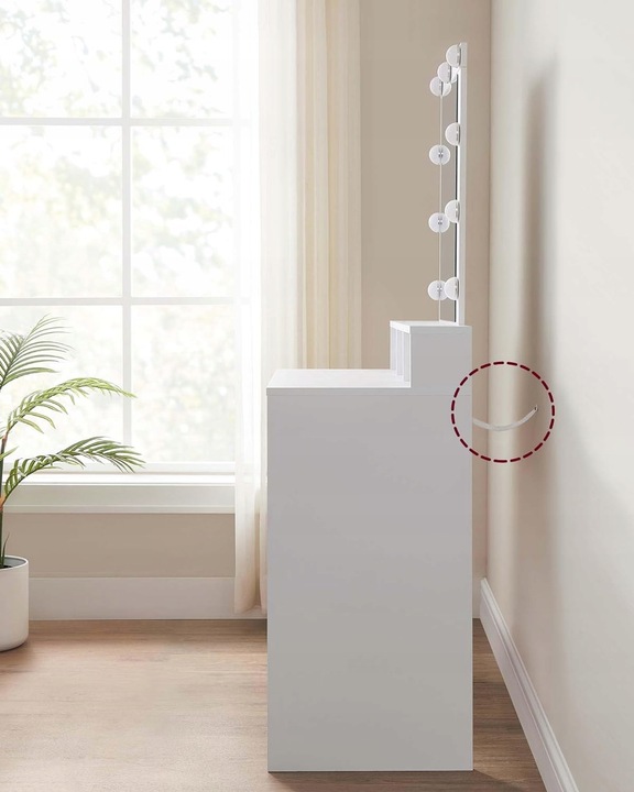 Toaletka z lustrem i oświetleniem biała nowoczesna