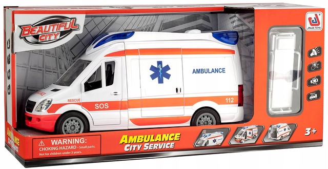 Auto Karetka Pogotowia Ambulans Bus Napęd Dźwięki Otwierane Drzwi z noszami