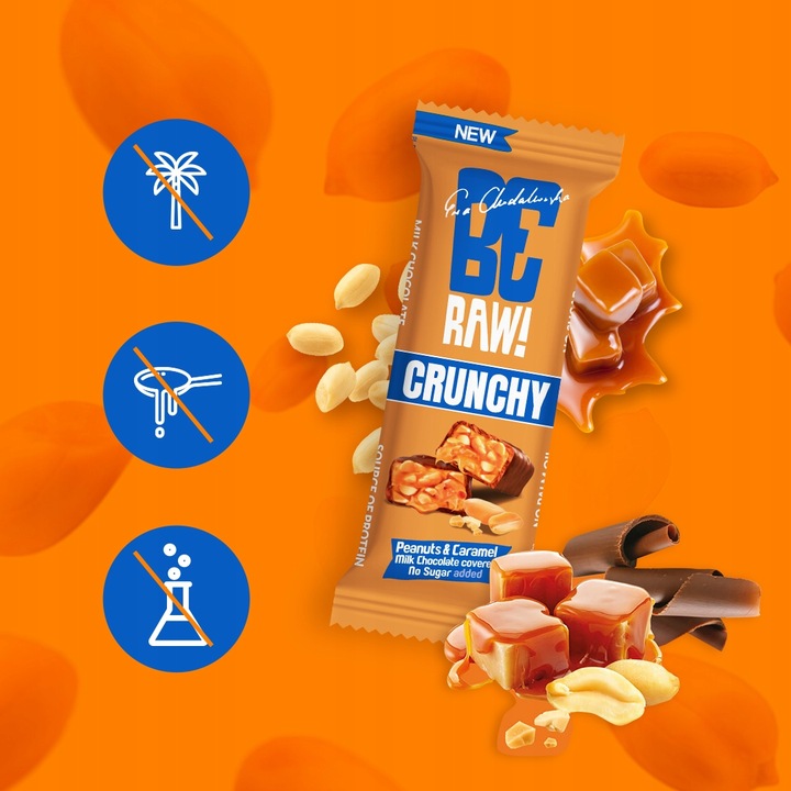 NOWOŚĆ Baton BeRAW Crunchy Peanuts&Caramel Orzeszki karmel bez cukru