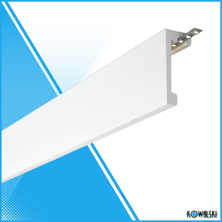 Maskownica Listwa Karniszowa Profil do LED Polimer Biała 10 x 200 cm