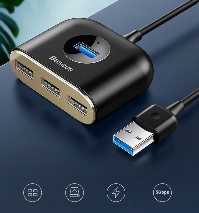 BASEUS 4W1 USB HUB ADAPTER PRZEJŚCIÓWKA KABEL 1M DO LAPTOPA PC