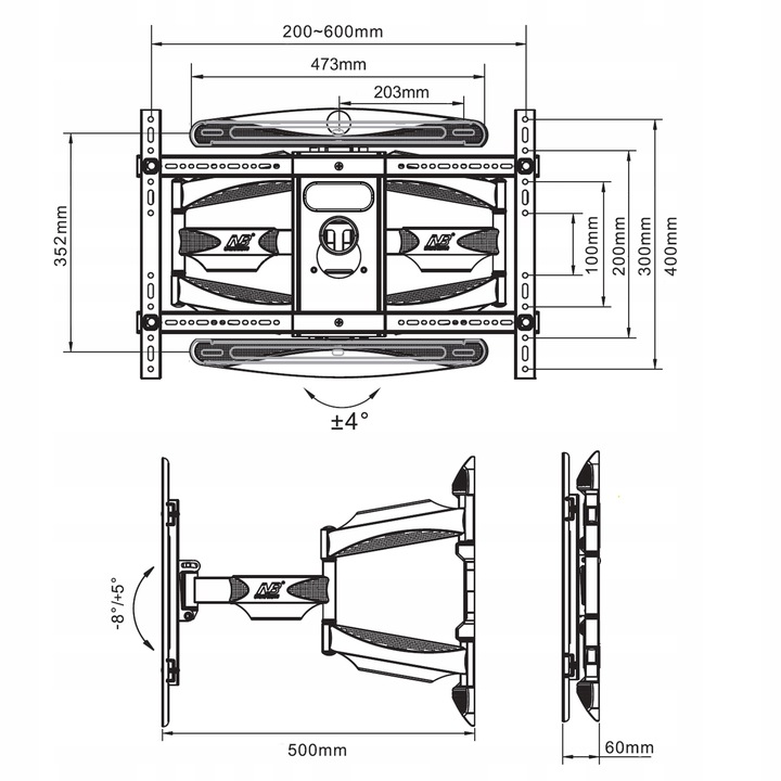 Certyfikowany Solidny Obrotowy Uchwyt do Telewizora Wieszak TV 55"-85"