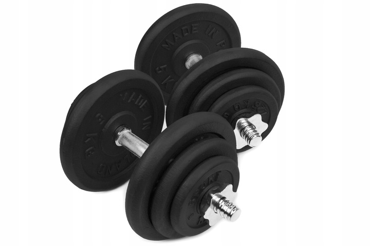 HANTLE ŻELIWNE 2x20 kg gryf Talerze zestaw 40kg