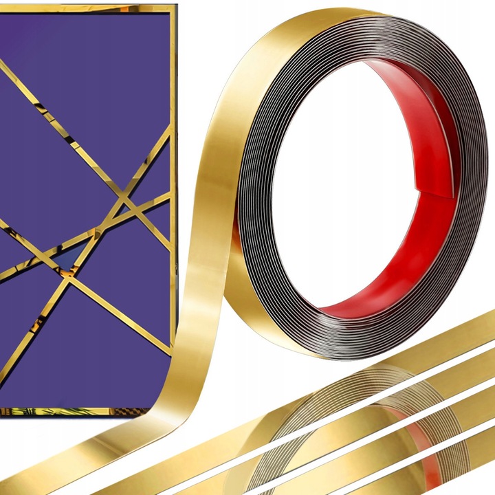 Listwa Dekoracyjna SAMOPRZYLEPNA Złota POŁYSK Taśma Ozdobna 2cm x 2,44m