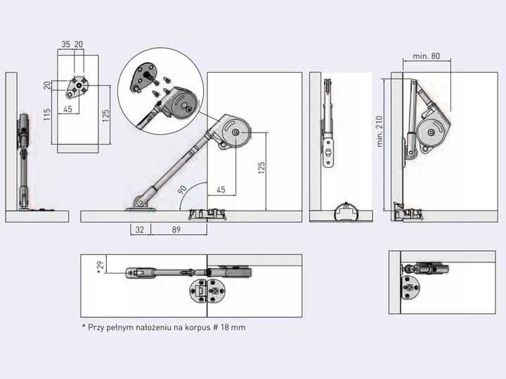PODNOŚNIK GTV BARKOWY DOLNY OLEJOWY VIM KLAPY DOLNE DŁUGIE RAMIĘ