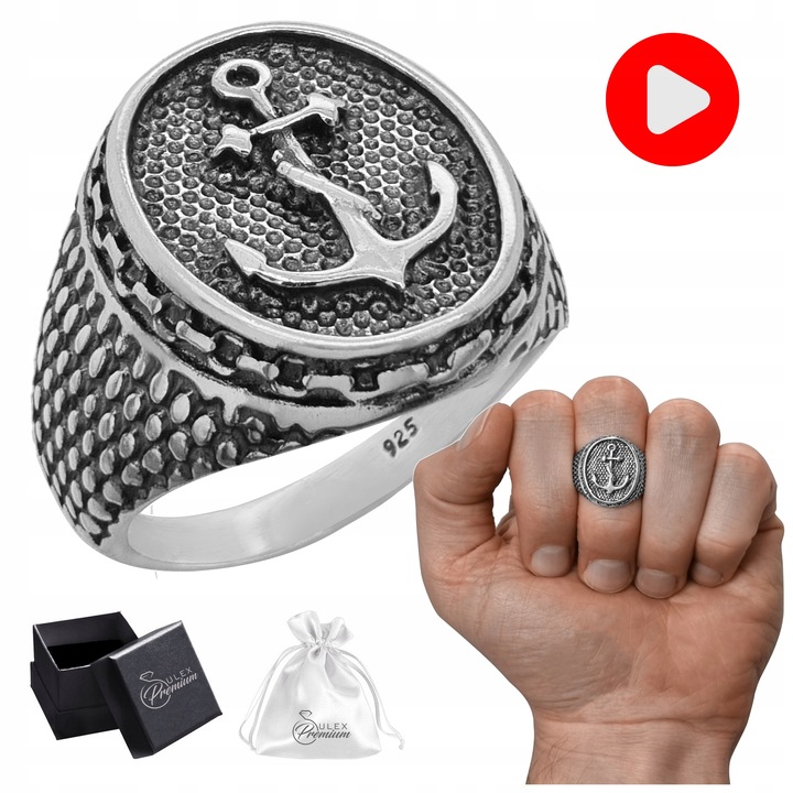 Sygnet Srebrny pr. 925 z Kotwicą Pierścień Żeglarski Marynarski | r. 24
