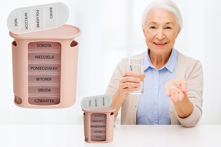 Pojemnik na leki kasetka pudełko na tabletki 7 dni 4 pory dnia