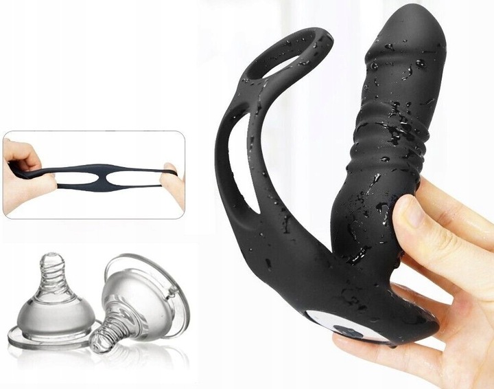 MASAŻER PROSTATY RUCH GÓRA-DÓŁ + RINGI NA PENISA I JĄDRA + MASAŻER KROCZA