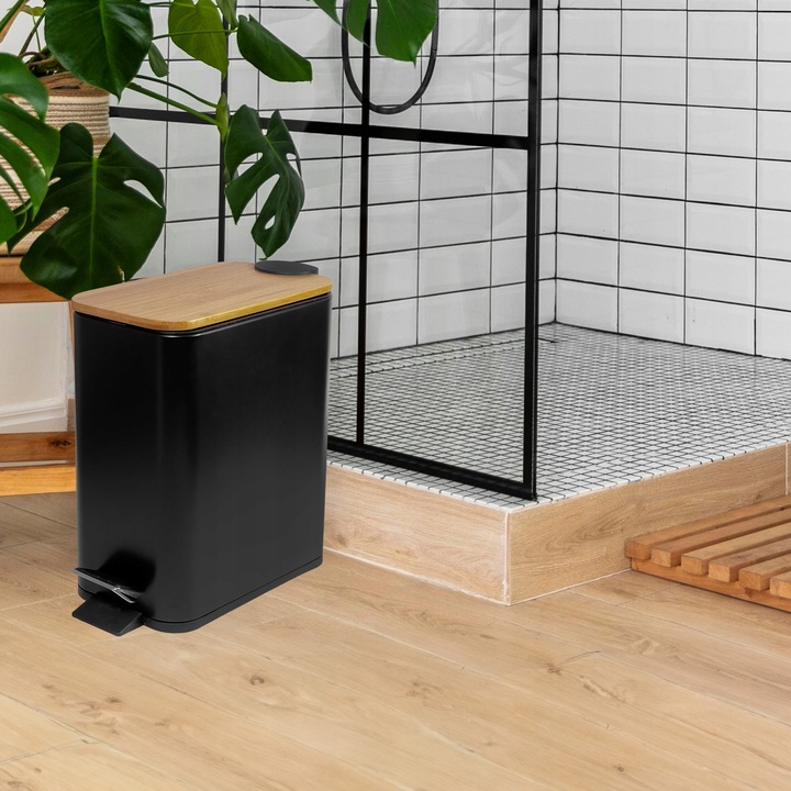 Kosz pojemnik na śmieci z przyciskiem nożnym 6l duży CZARNY LOFT SOLIDNY