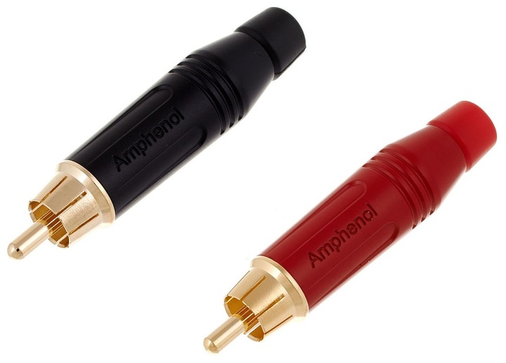 AMPHENOL WTYK RCA CHINCH ZŁOCONY ACPR-RED + ACPR-BLK 2szt