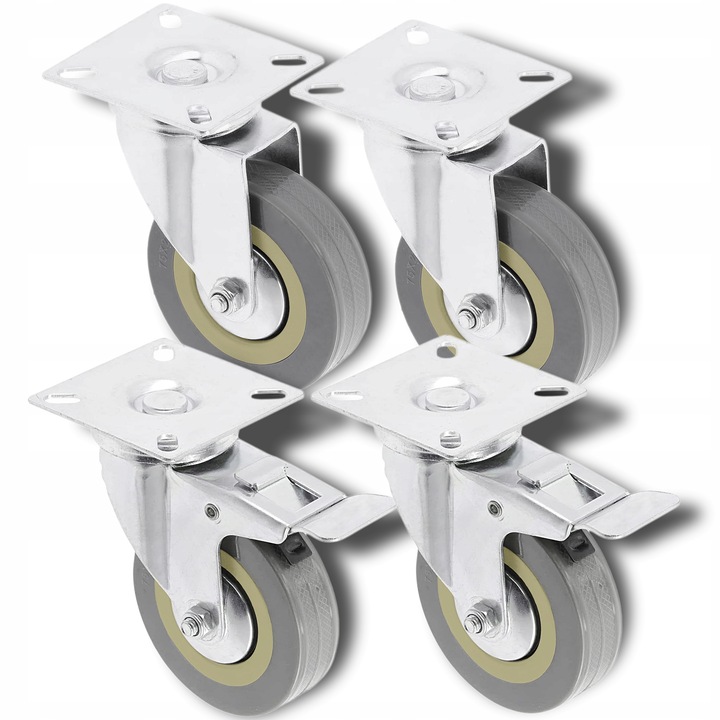 KÓŁKA MEBLOWE OBROTOWE GUMOWE CICHE KOŁA ŁOŻYSKOWANE ZESTAW 4 KÓŁEK