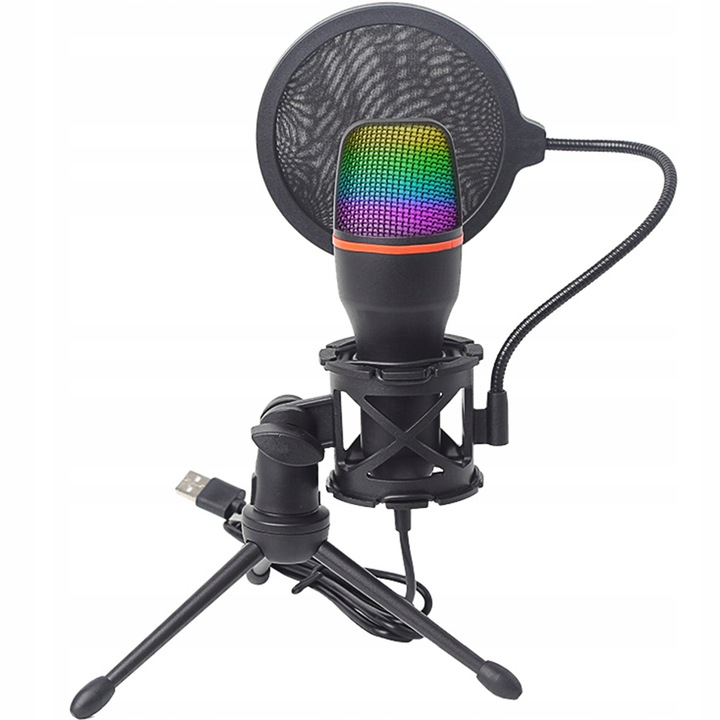 Mikrofon do Komputera Pojemnościowy GAMINGOWY Studyjny KARAOKE Filtr USB