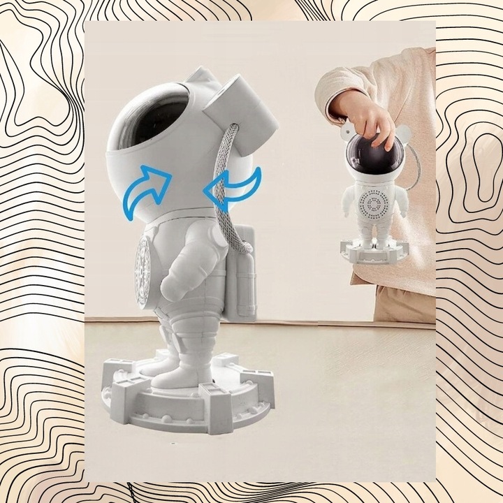 Projektor Gwiazd Astronauta Rzutnik Kosmonauta Lampka Nocna z Głośnikiem BT