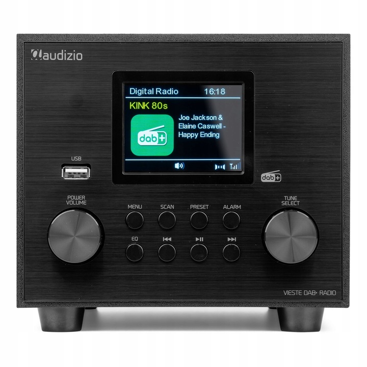 Radio DAB+ tuner FM z subwooferem czarne do kuchni salonu biura