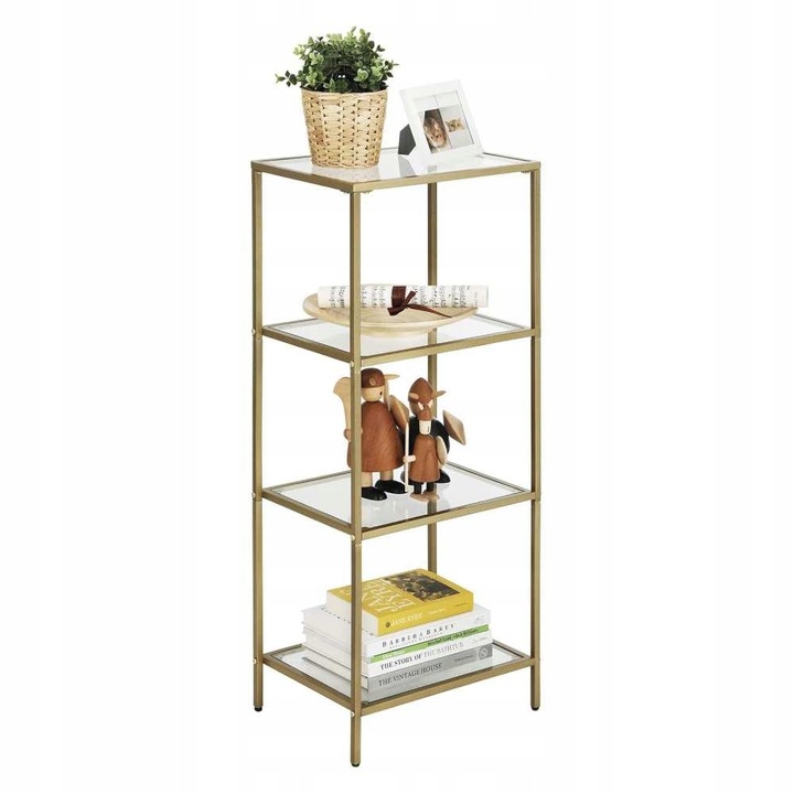 Regał z półkami 4 POZIOMY GLAMOUR 40 x 30 X 95 cm szafka szklana ZŁOTY