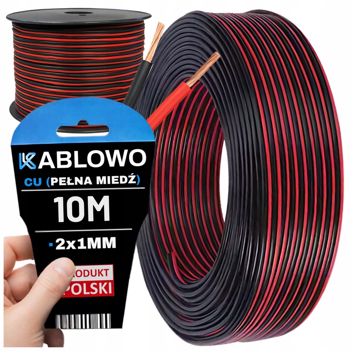 KABEL GŁOŚNIKOWY PRZEWÓD DWUŻYŁOWY AUDIO HQ OFC CU 2x1MM KABLOWO 10M