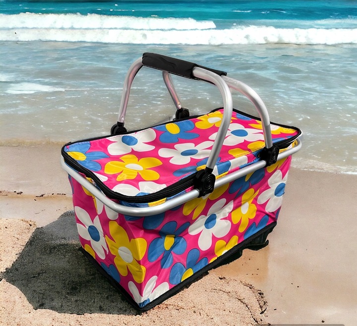 KOSZ PIKNIKOWY SKŁADANY KOSZYK TERMICZNY NA ZAKUPY PIKNIK RÓŻNE WZORY