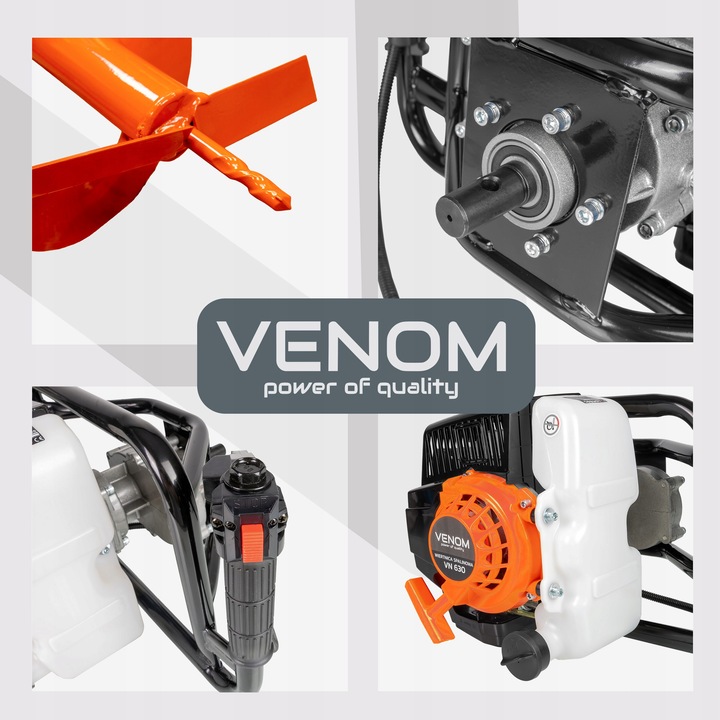 POTĘŻNA WIERTNICA SPALINOWA GLEBOWA VENOM 3 WIERTŁA 30/20/10CM +